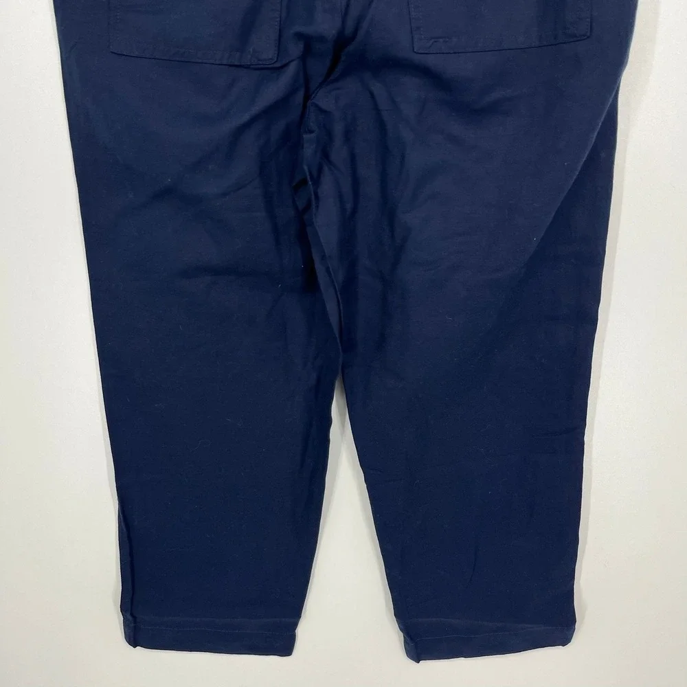 Banana Republic Womens Tapered Crop Pant Navy Blue Linen Blend Large 1868296 NWT
